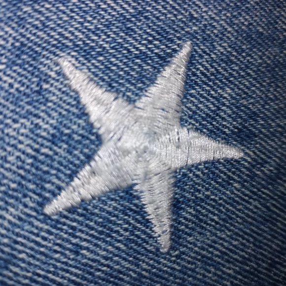 Jean Skirt Button Fly Embroidered Stars NWT - Picture 5 of 8